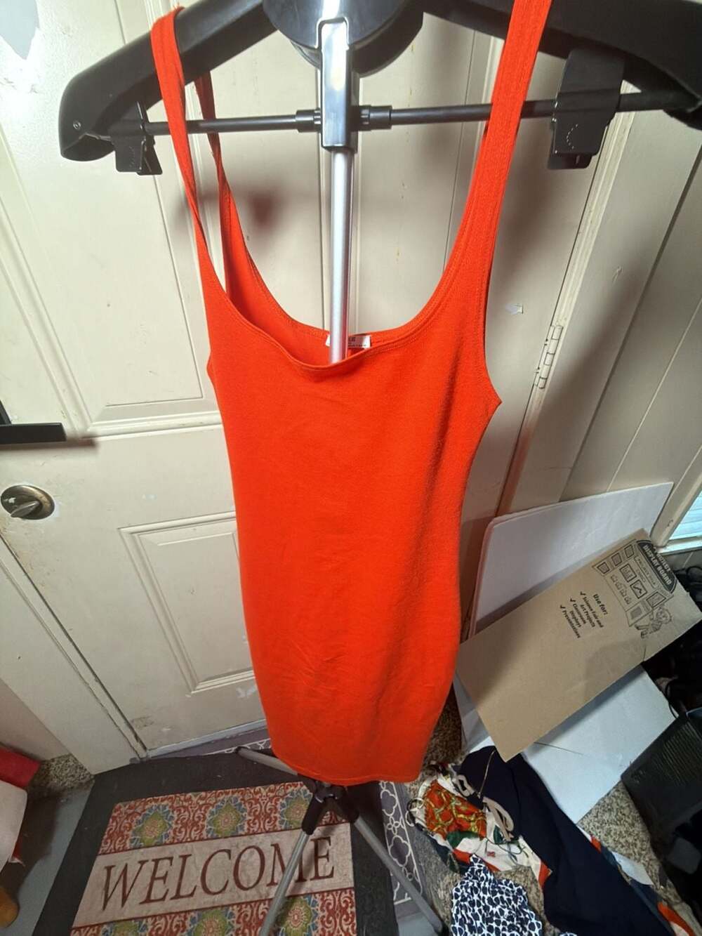 Zara Trafaluc Spring Summer 2017 Orange Ribbed Tank Bodycon Mini Dress